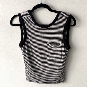 T by Alexander Wang scoop back crop top. Black and white stripe. Size Xs